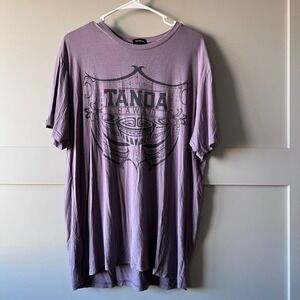 Tanoa Hawaii Men's T Shirt Size M Purple 100% Bamboo Graphic Tee Tribal Hawaiian